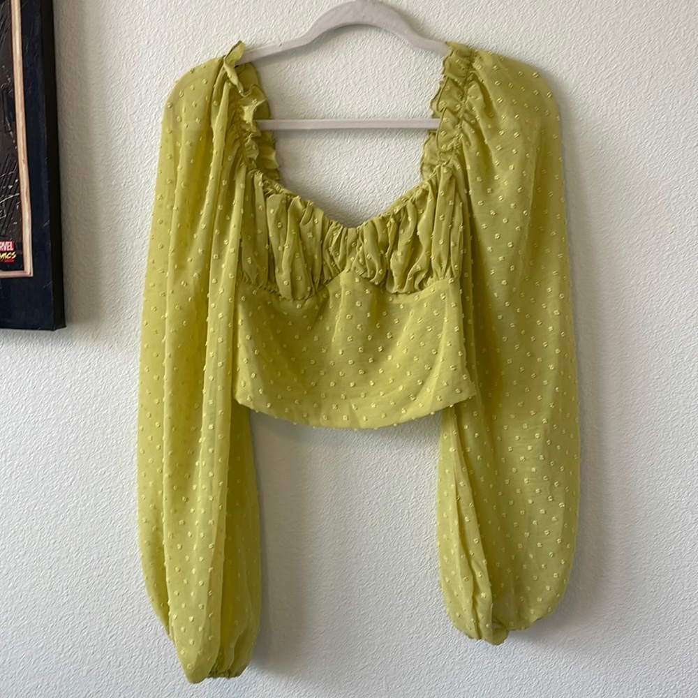 Lime green, clip dot crop top